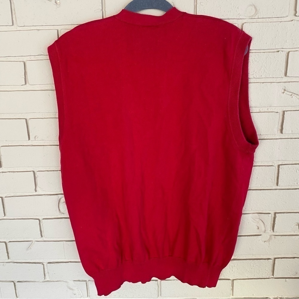 Vtg THE DISNEY STORE Mens Vest Sweater Red Embroidered Mickey Mouse Golf LARGE L - Picture 5 of 7